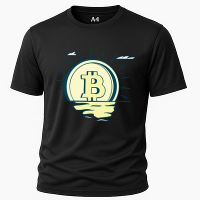Retro Bitcoin Sunrise Performance Shirt