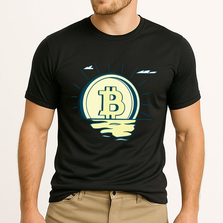 Retro Bitcoin Sunrise Performance Shirt