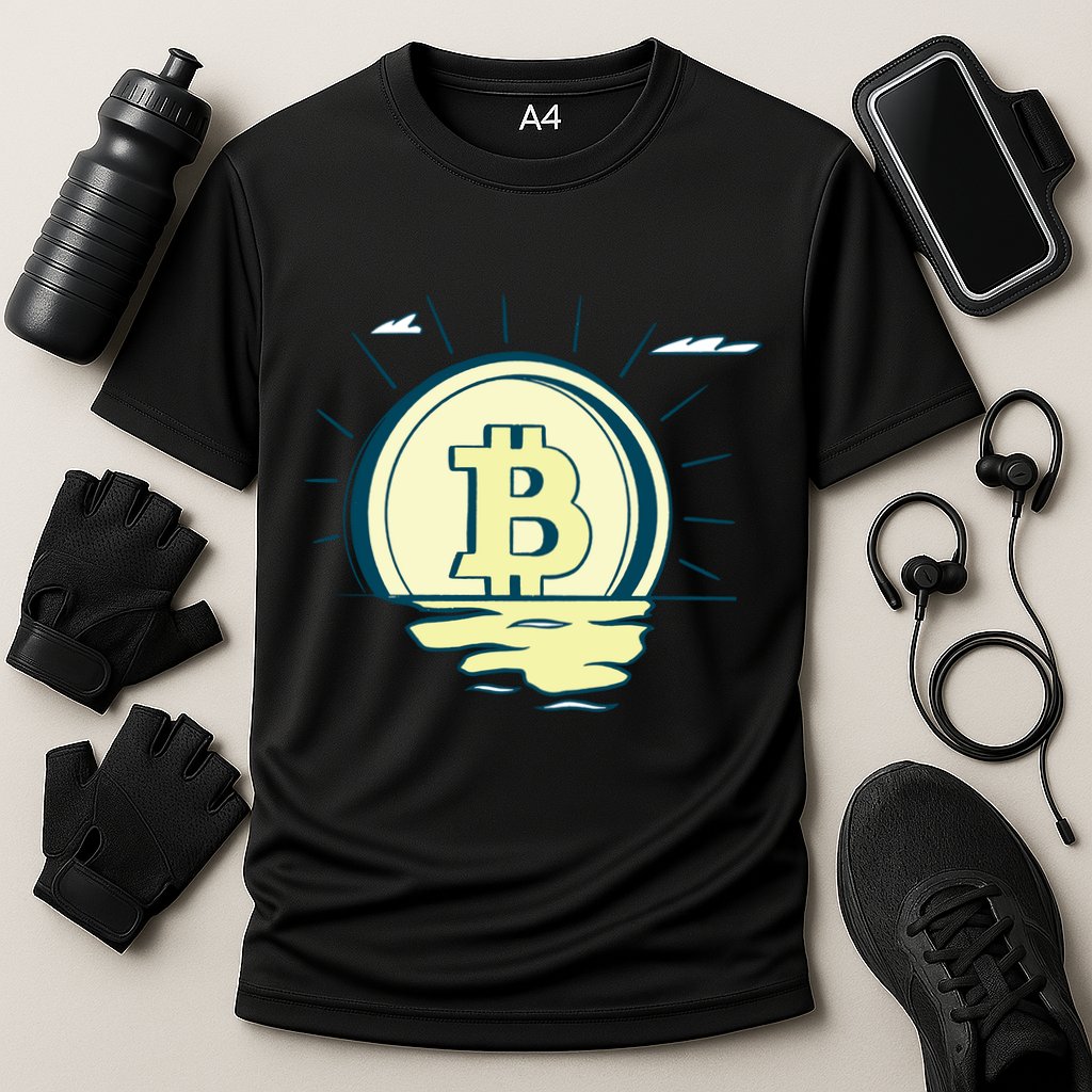 Retro Bitcoin Sunrise Performance Shirt