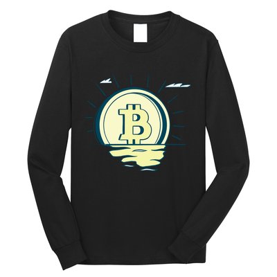 Retro Bitcoin Sunrise Long Sleeve Shirt