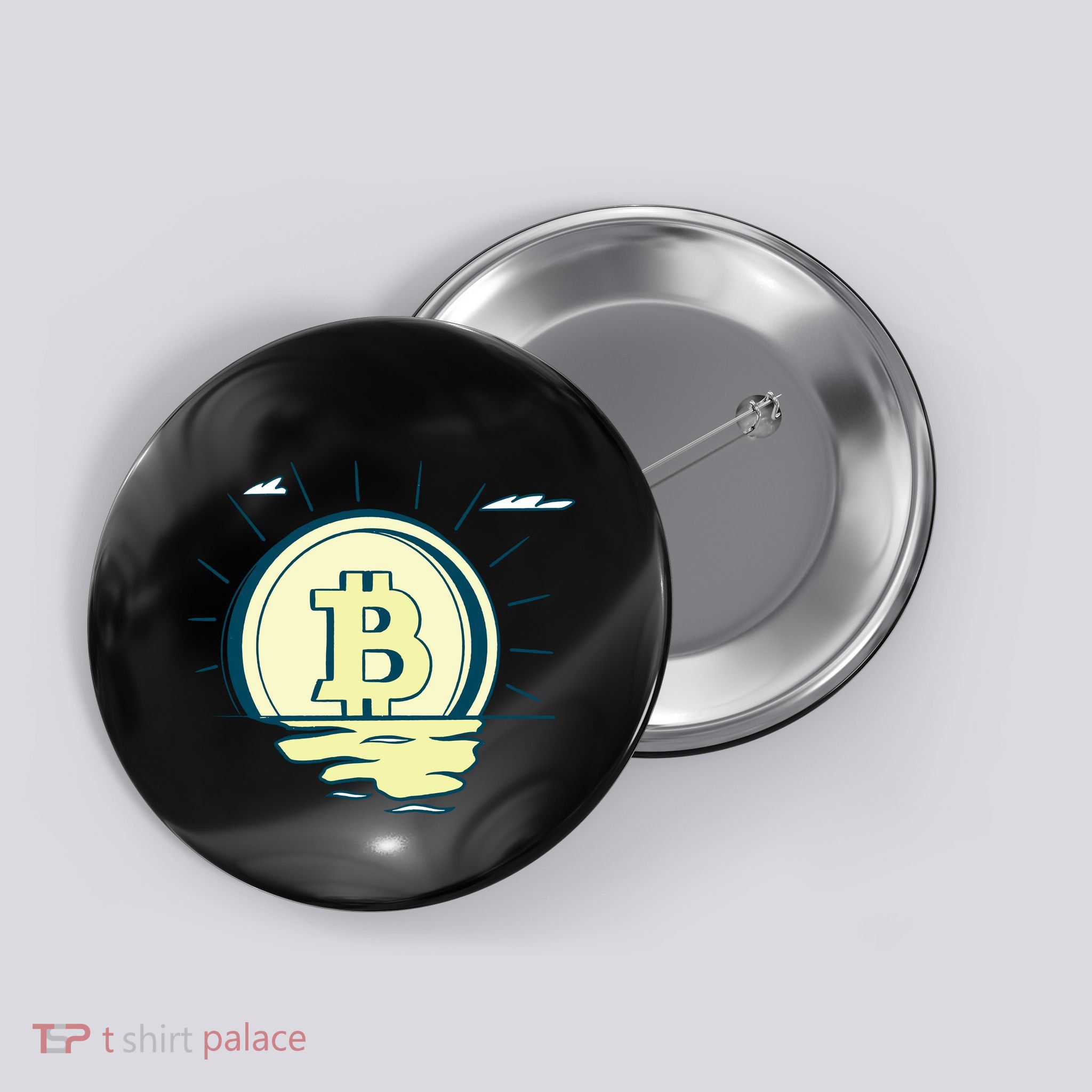 Retro Bitcoin Sunrise Button