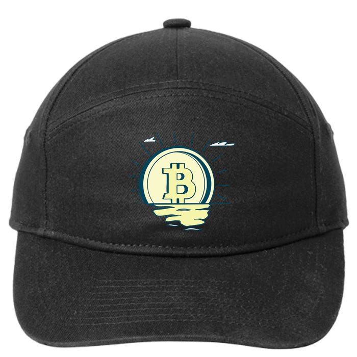 Retro Bitcoin Sunrise 7-Panel Snapback Hat