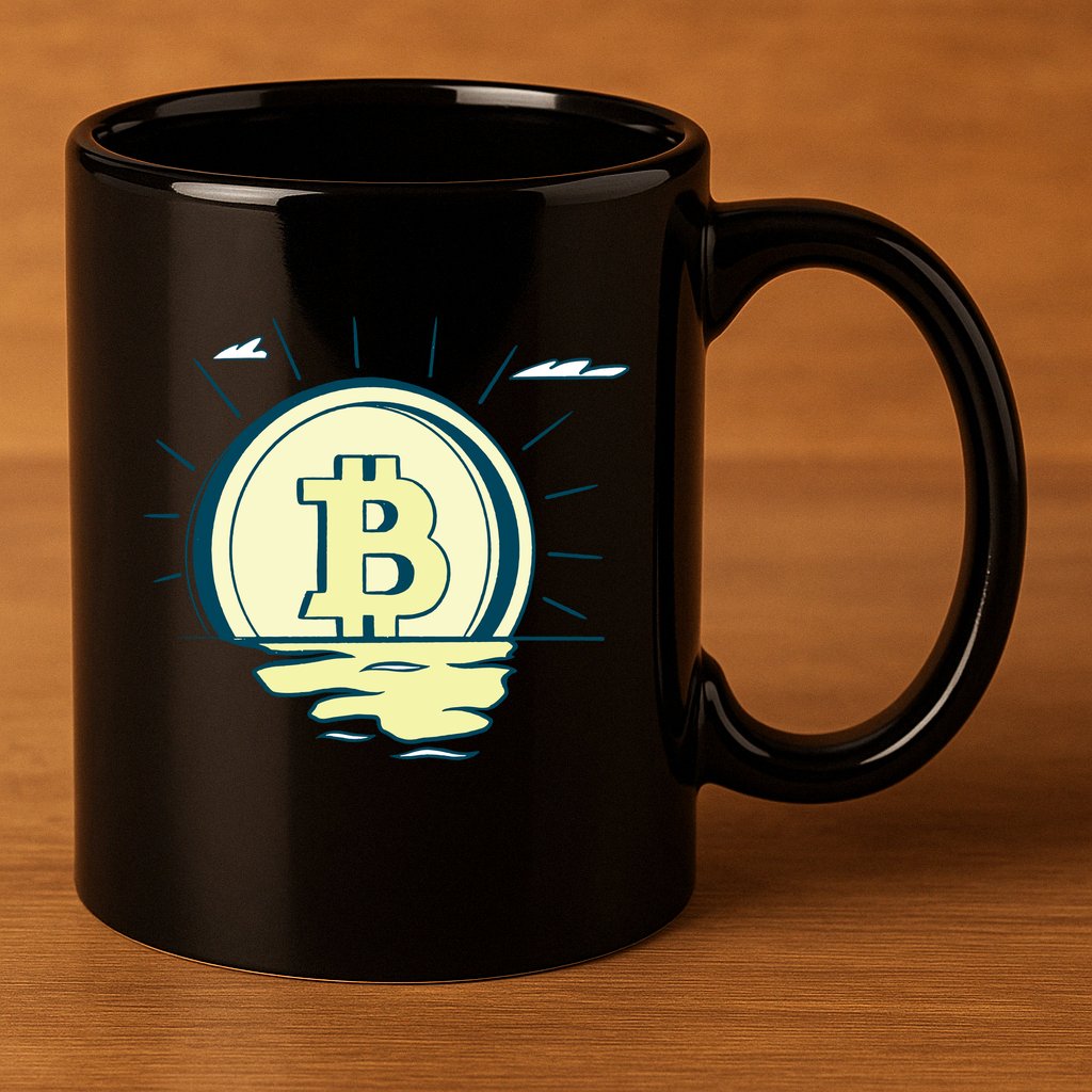 Retro Bitcoin Sunrise 11oz C Handle Ceramic Mug