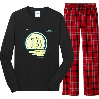 Retro Bitcoin Sunrise Long Sleeve Pajama Set