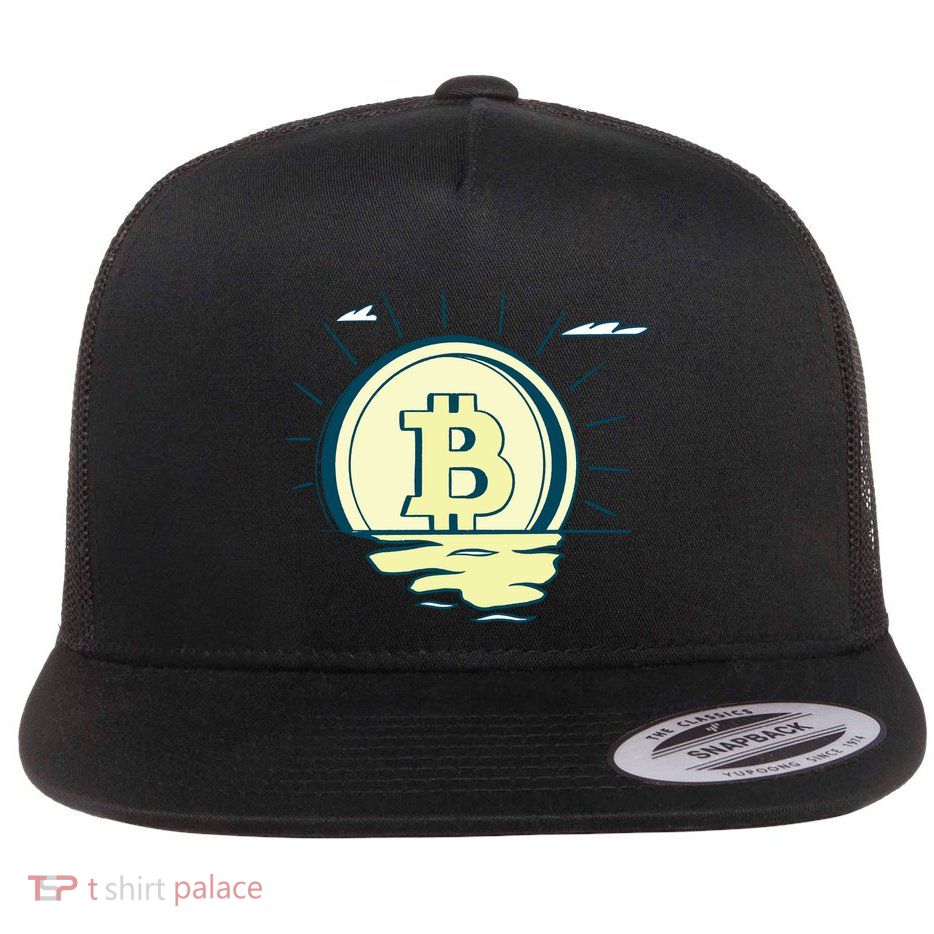 Retro Bitcoin Sunrise Flatbill Hat