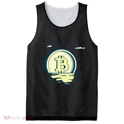 Retro Bitcoin Sunrise Mesh Reversible Basketball Jersey Tank