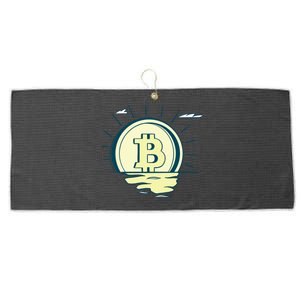 Retro Bitcoin Sunrise Large Microfiber Waffle Golf Towel