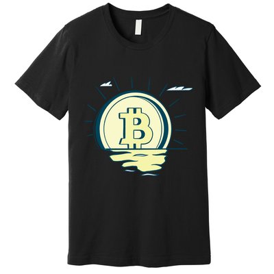 Retro Bitcoin Sunrise Premium T-Shirt