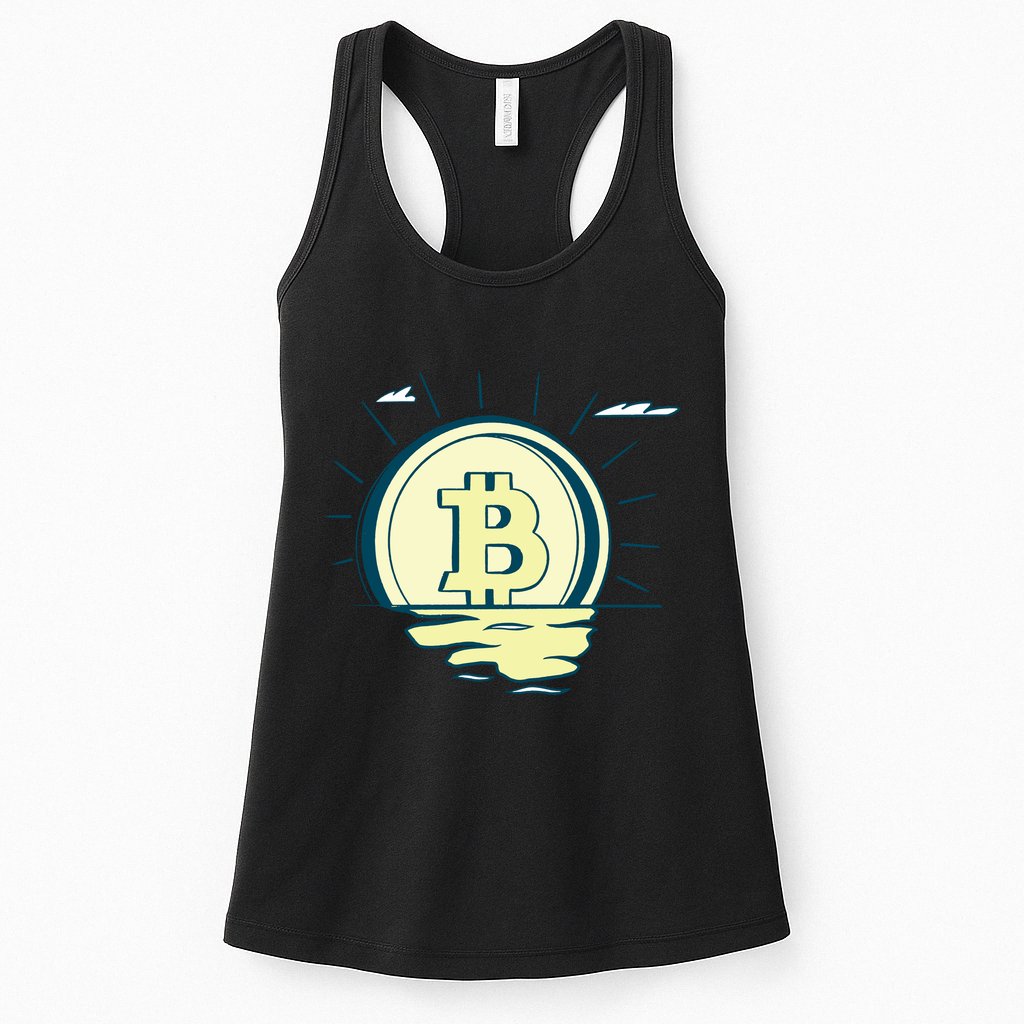 Retro Bitcoin Sunrise Womens Tank Top