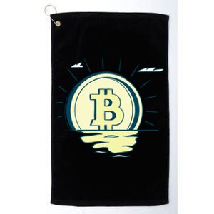 Retro Bitcoin Sunrise Platinum Collection Golf Towel