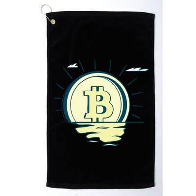 Retro Bitcoin Sunrise Golf Towel