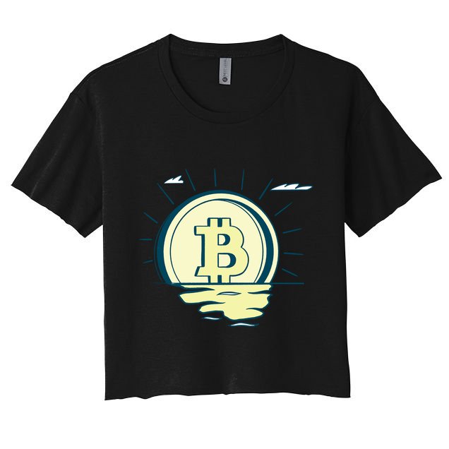 Retro Bitcoin Sunrise Crop Top