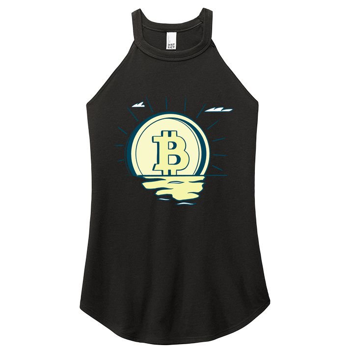 Retro Bitcoin Sunrise Women's Perfect Tri Rocker Tank