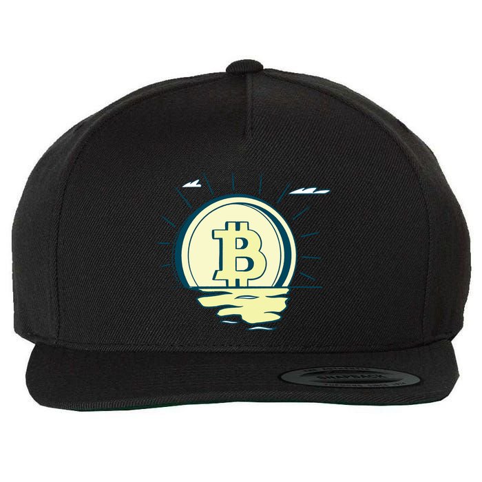 Retro Bitcoin Sunrise Wool Snapback Cap