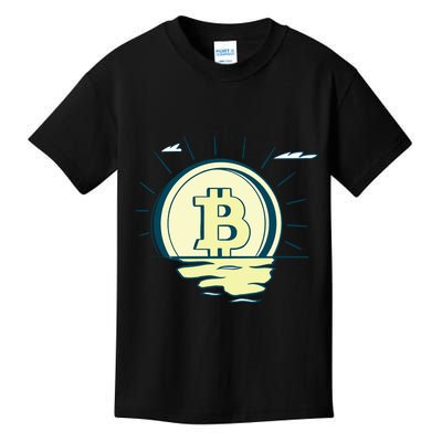 Retro Bitcoin Sunrise Kids T-Shirt