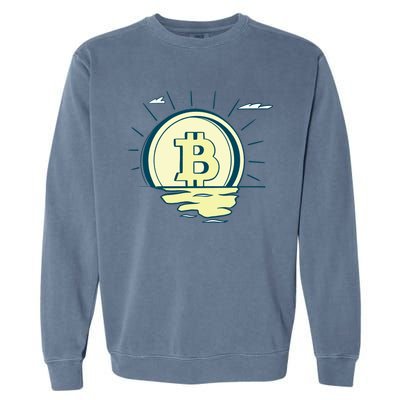 Retro Bitcoin Sunrise Garment-Dyed Sweatshirt