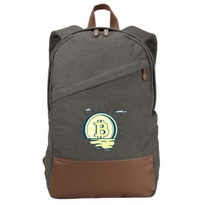 Retro Bitcoin Sunrise Cotton Canvas Backpack