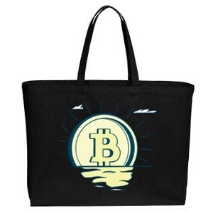 Retro Bitcoin Sunrise Cotton Canvas Jumbo Tote