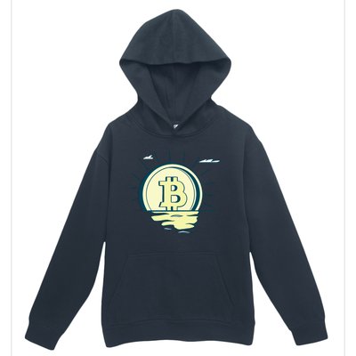 Retro Bitcoin Sunrise Urban Pullover Hoodie