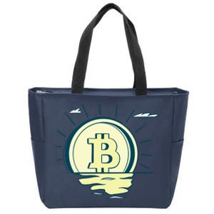 Retro Bitcoin Sunrise Zip Tote Bag