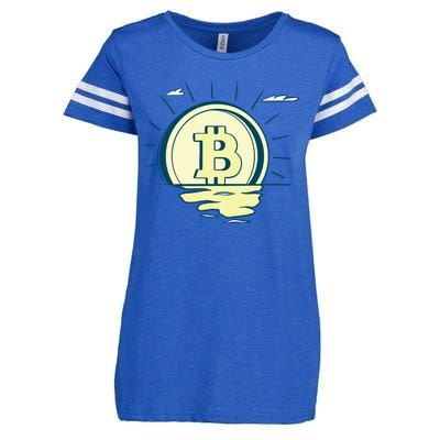 Retro Bitcoin Sunrise Enza Ladies Jersey Football T-Shirt