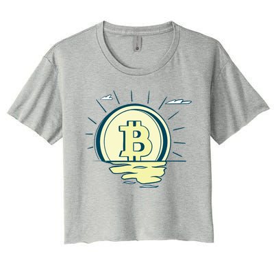 Retro Bitcoin Sunrise Women's Crop Top Tee