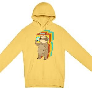 Retro Boombox Sloth Premium Pullover Hoodie