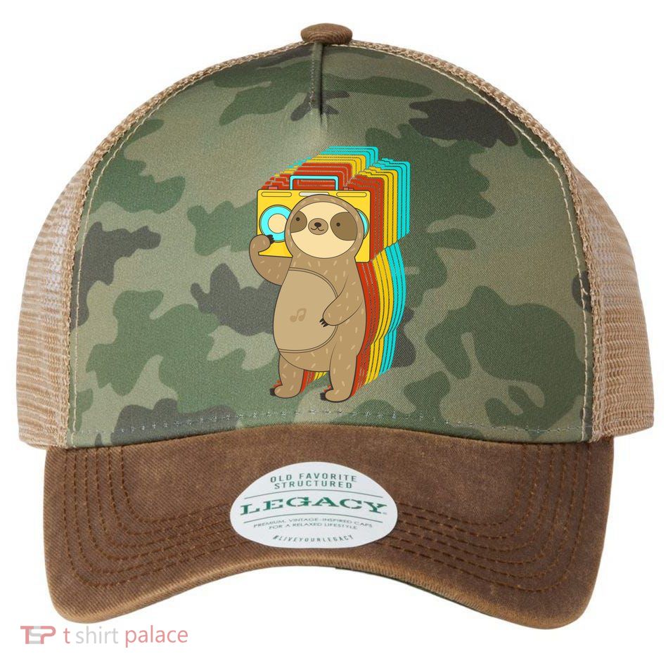 Retro Boombox Sloth Legacy Tie Dye Trucker Hat