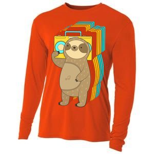 Retro Boombox Sloth Cooling Performance Long Sleeve Crew