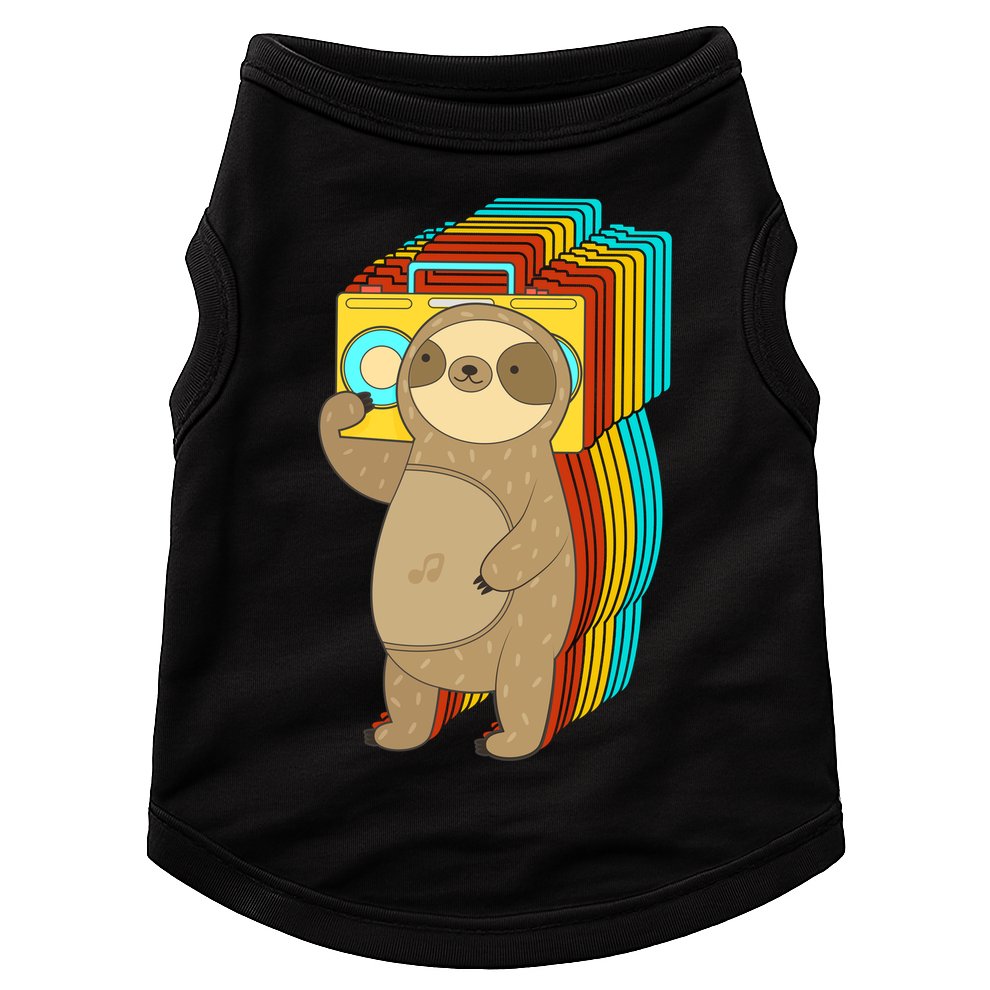 Retro Boombox Sloth Doggie Tank