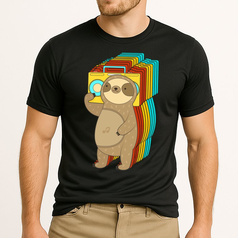 Retro Boombox Sloth Performance Shirt