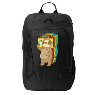 Retro Boombox Sloth City Backpack