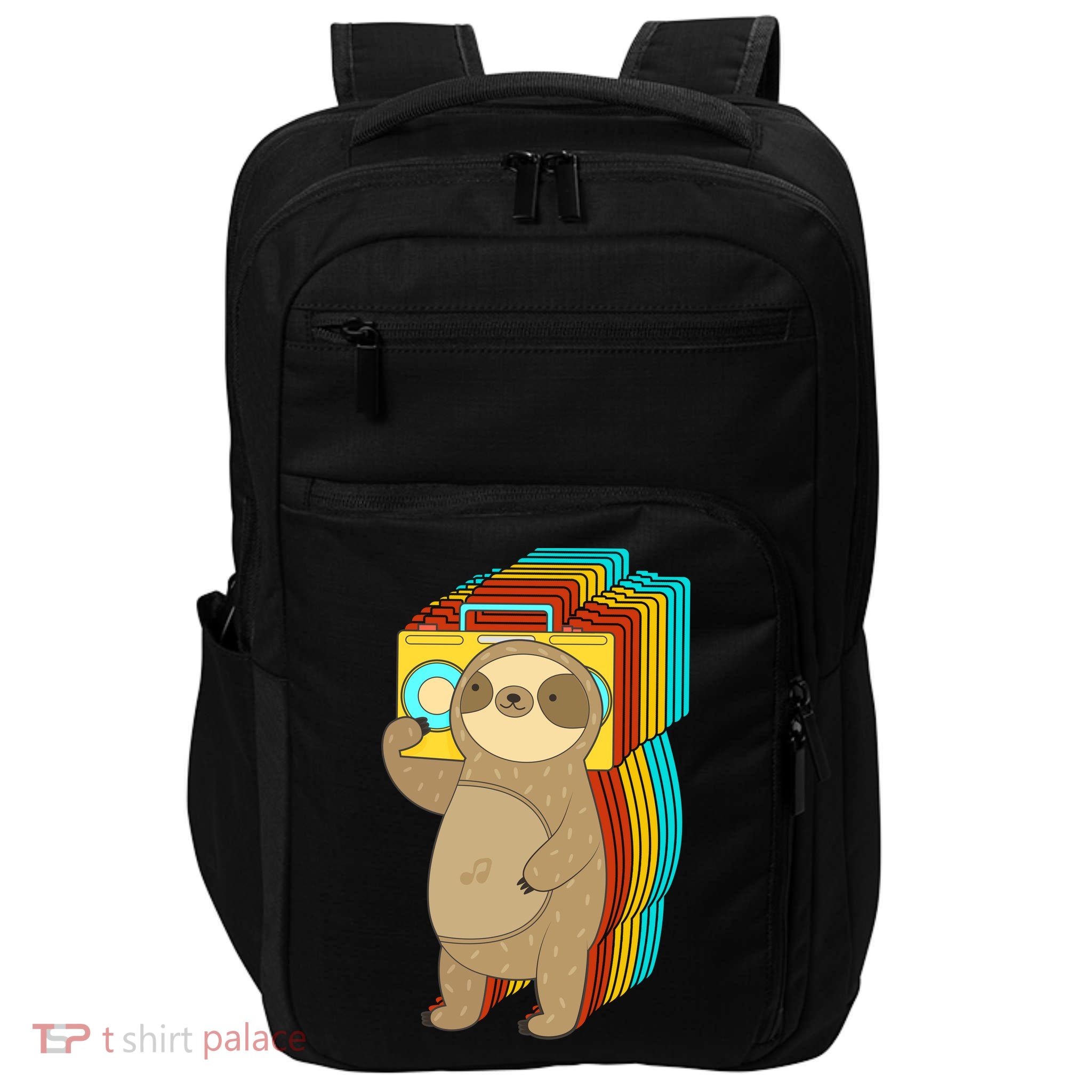 Retro Boombox Sloth Impact Tech Backpack