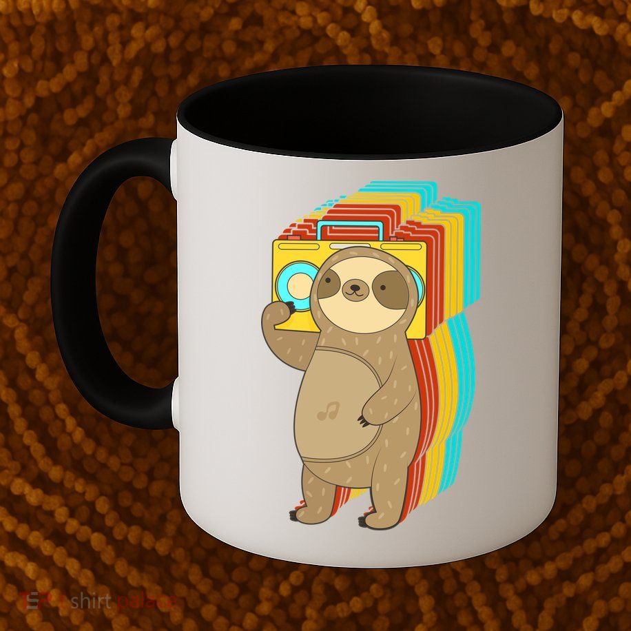 Retro Boombox Sloth Mug