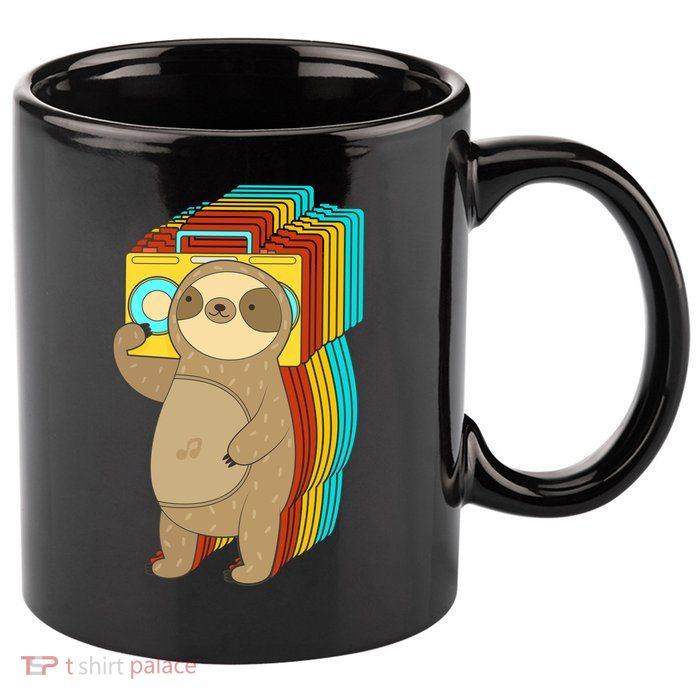 Retro Boombox Sloth 11oz C Handle Ceramic Mug