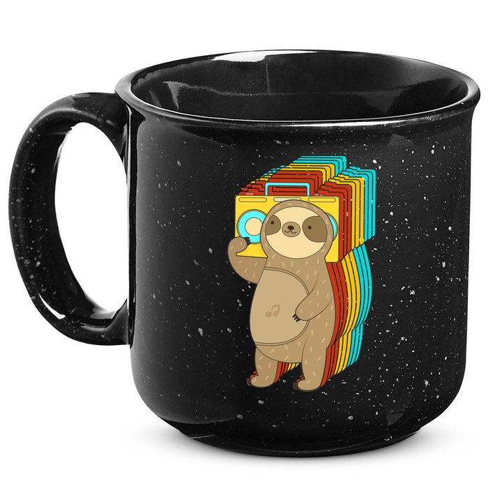 Retro Boombox Sloth 15oz Campfire Ceramic Mug