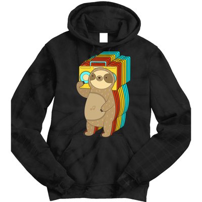 Retro Boombox Sloth Tie Dye Hoodie