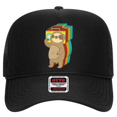 Retro Boombox Sloth Trucker Hat