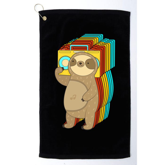 Retro Boombox Sloth Golf Towel