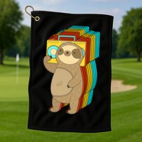 Retro Boombox Sloth Golf Towel