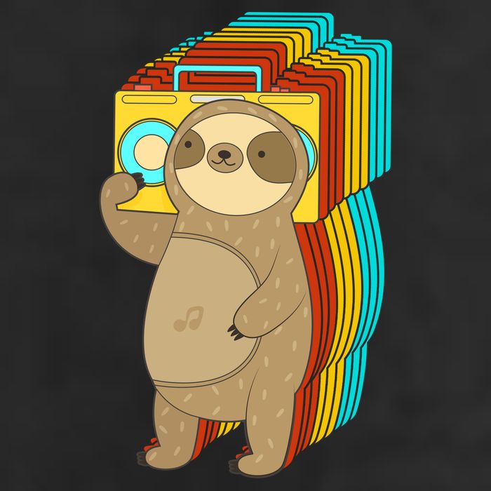Retro Boombox Sloth Golf Towel