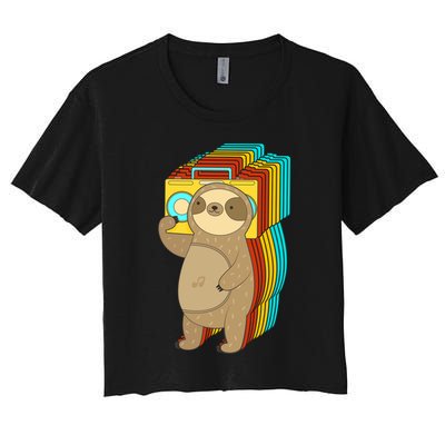 Retro Boombox Sloth Crop Top