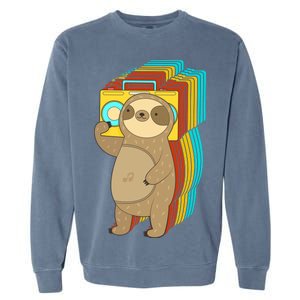 Retro Boombox Sloth Garment-Dyed Sweatshirt