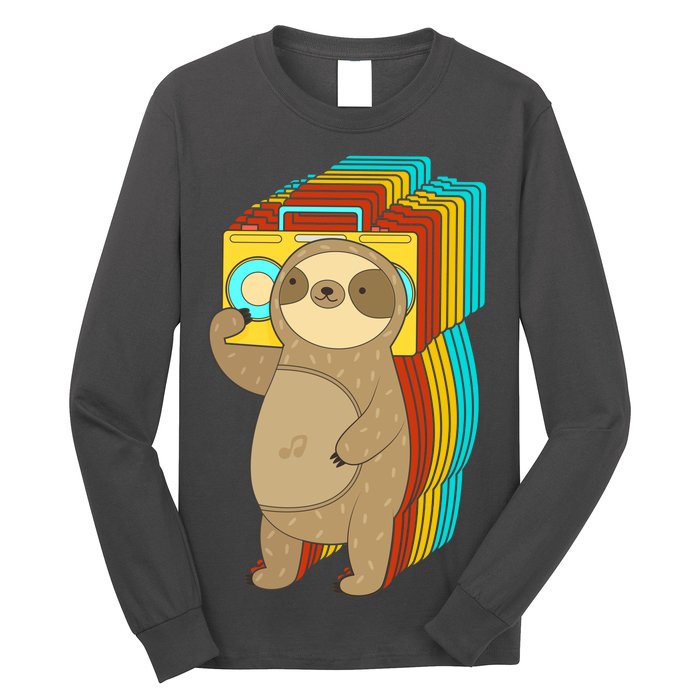 Retro Boombox Sloth Long Sleeve Shirt