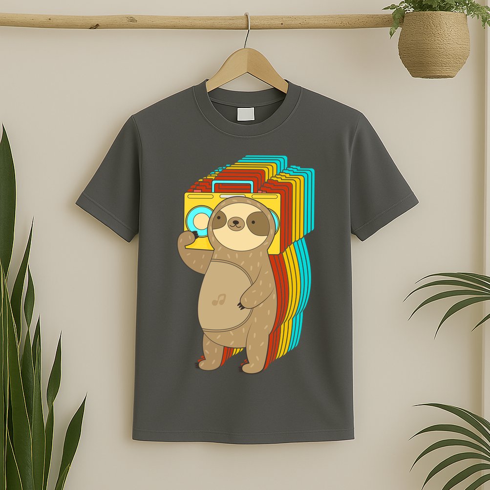 Retro Boombox Sloth T-Shirt