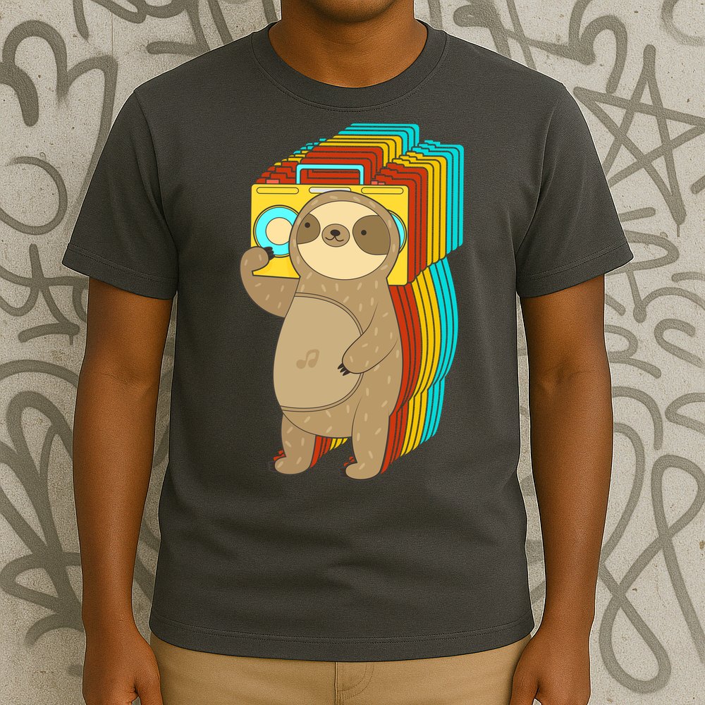 Retro Boombox Sloth T-Shirt