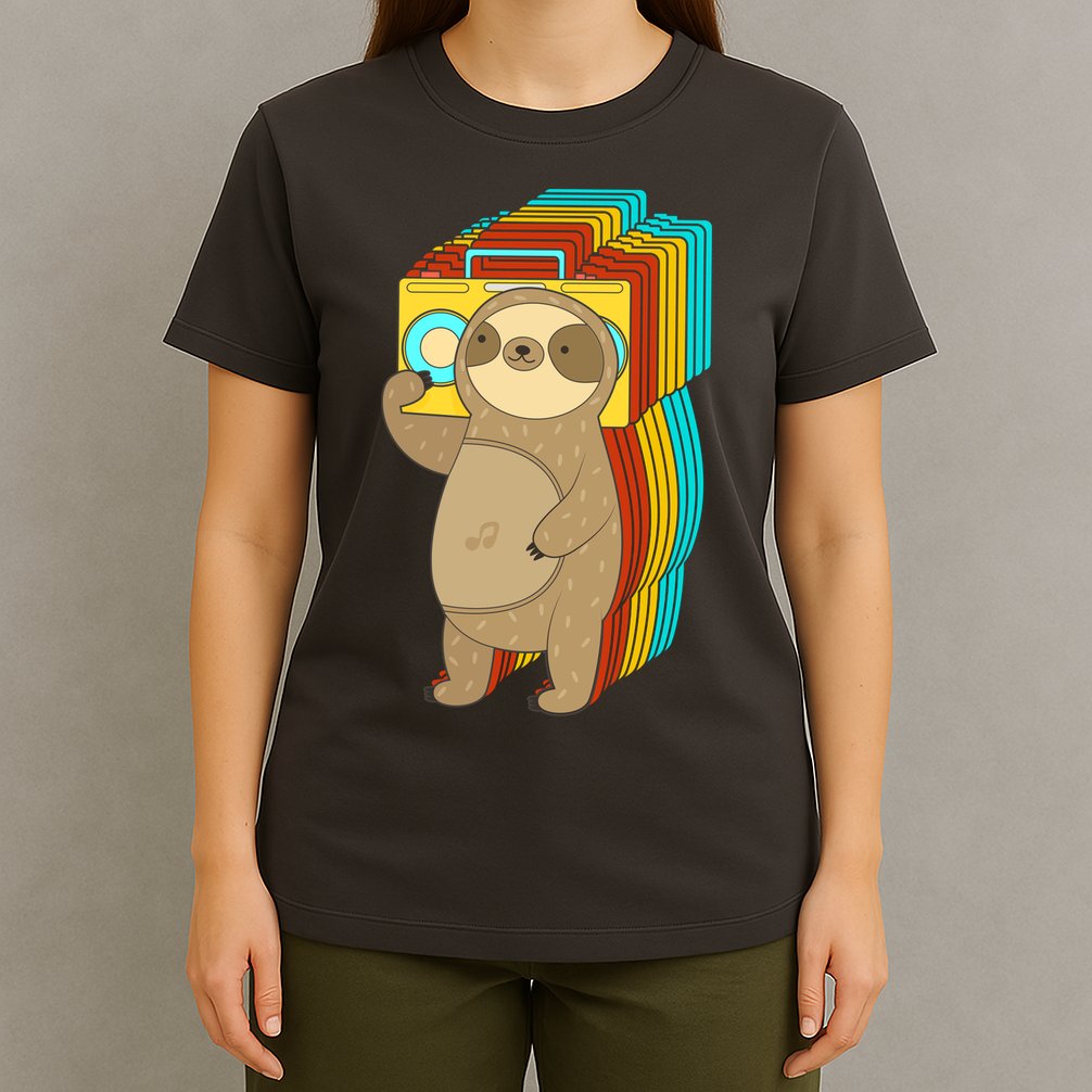 Retro Boombox Sloth T-Shirt