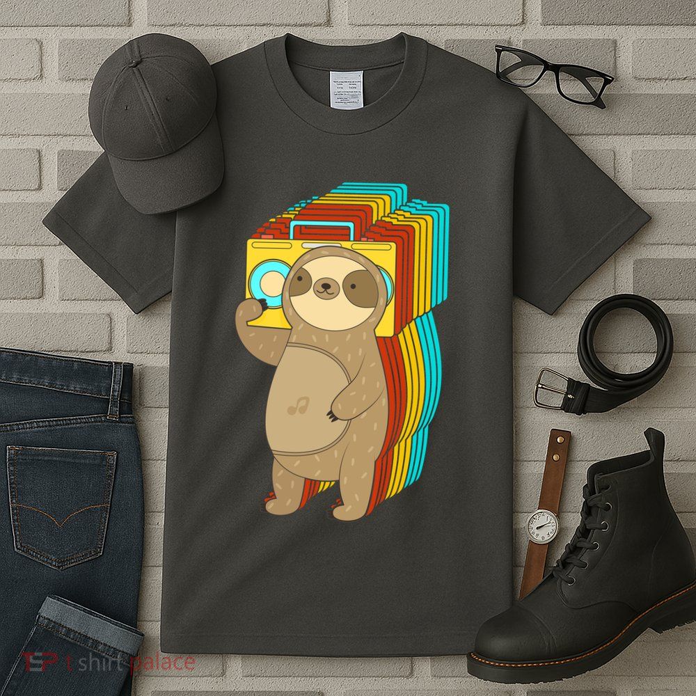 Retro Boombox Sloth Tall T-Shirt