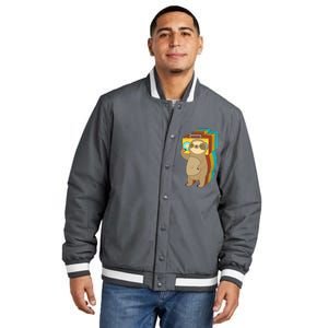 Retro Boombox Sloth Insulated Varsity Jacket