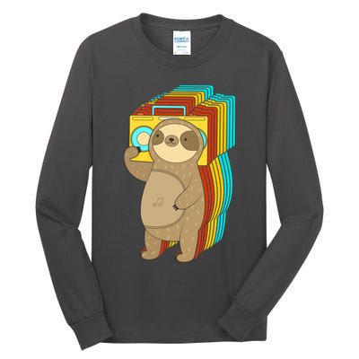 Retro Boombox Sloth Tall Long Sleeve T-Shirt